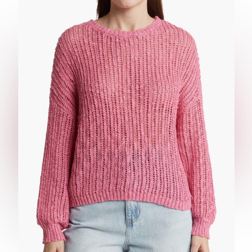 BLU PEPPER EXTENDED SHOULDER OPEN KNIT SWEATER TOP SIZE M NWT
